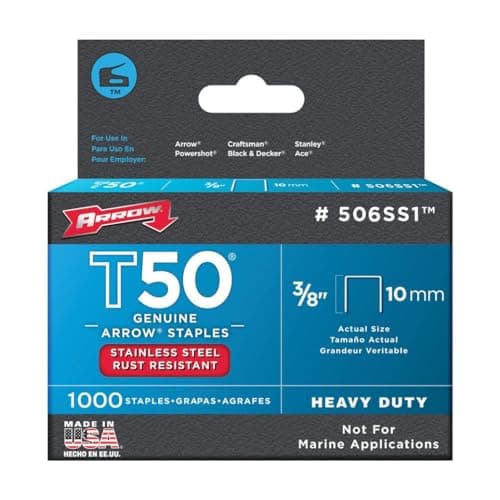 Image of Arrow T50 Staples Box 1000 - Stainless Steel 3/8in