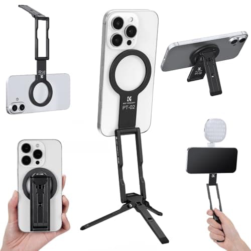 Image of K&F CONCEPT Magsafe Tripod 7MM Ultra-Slim, Transformable Magnetic Phone Stand, Featherweight 59g Mini Tripod with Double-Sided Magnetic Design, Mini Tripod for iPhone & Android Handset - Black