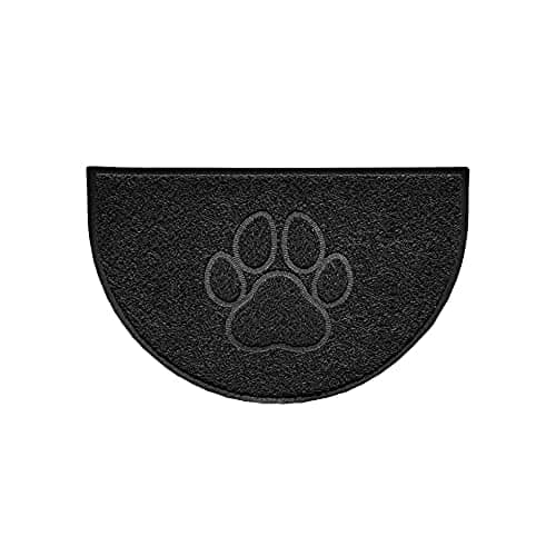 Image of Nicoman Paw Embossed Shape Indoor Outdoor Dirt-Trapper Door Mat Washable Barrier Heavy Duty Doormat - (Watertight Rubber-Back, Half Moon, Black, 70 x 44cm)