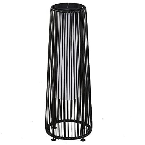 Image of Outsunny Garden Rattan Lamp, 61 cm Tall Solar Rattan Floor Lamp, Solar Garden Light with Auto On/Off LED Light, IP44 Waterproof for Outdoor, Porch, Pathway, Terrace, Black