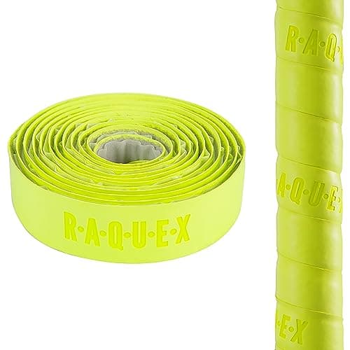 Image of Raquex Cushion Hockey Stick Grip - Super-Grippy PU Material Hockey Grip, Over 2m Long, Soft and Absorbent, Minimises Vibrations. Self-Adhesive Backing, Extra-Long Length (Yellow, 4 Grips)