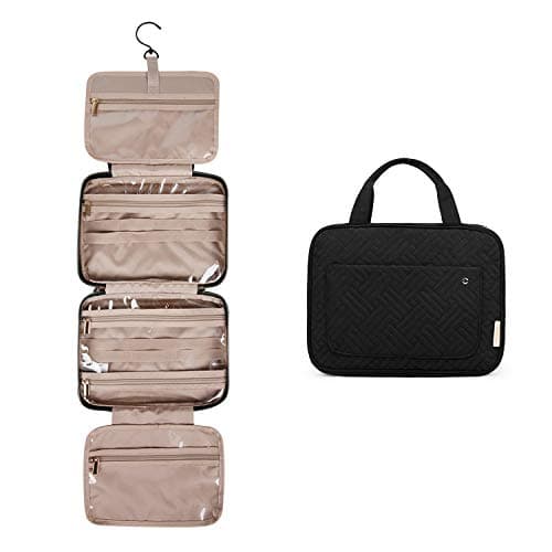 Image of BAGSMART Hanging Toiletry Bag Travel Large Capacity Wash Bag Womens Makeup Cosmetic Bag, Travel Accessories for Full Sized Container (Medium-Black)