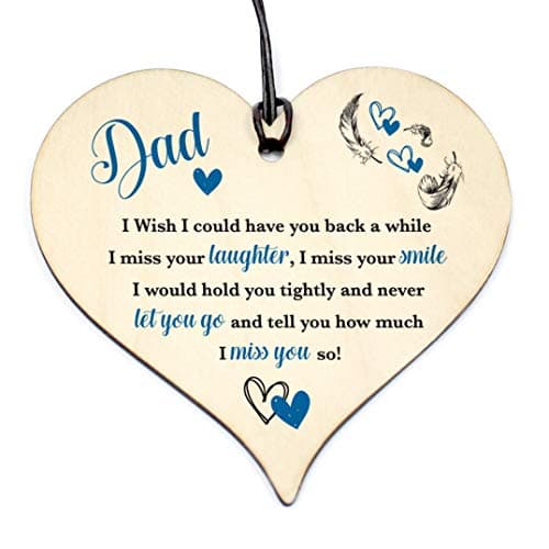 Image of Wooden Hanging Memorial Heart Plaque Love Heart DAD Have You Back Sign Memorial Birthday Gift Grave Birch Ply 100 x 100 mm #1145