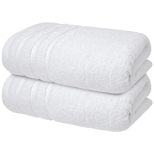 Image of Infinitee Xclusives Bath Towels Set of 2 (70x140 cm) – 100% Soft Ring-Spun Cotton, Ultra Soft & Highly Absorbent Towels for Spa, Gym, Hotel & Everyday Bathroom Use | Brilliant White
