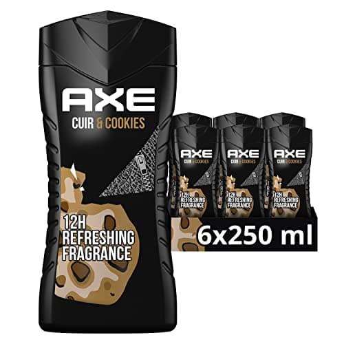 Image of Axe Collision Leather & Cookies 3-in-1 Men's Shower Gel Plant Based 12-Hour Protection Against Body Odour (6 x 250 ml) Pack of 6