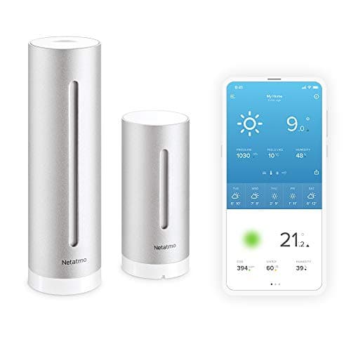 Image of Netatmo Weather Station Indoor Outdoor with Wireless Outdoor Sensor - Compatible with Amazon Alexa & Apple HomeKit, NWS01-EU