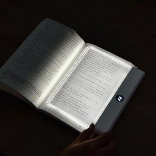 Image of Nordreach Flat Book Light, LED Reading Lamp with Detachable Page Clip, Battery Powered, Illuminator Panel Plate Lamp Board for Night Reading (Black)