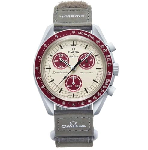 Image of Omega x Swatch Moon Swatch Mission to Pluto Speedmaster Burgundy - New, Burgundy, Burgundy, Modern, Burgundy, Modern, Burgundy, Modern