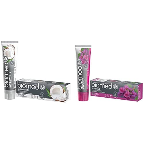 Image of Biomed Superwhite Natural Coconut Toothpaste, Tropical Flavour - 100 g (Pack of 1) - New Formula and Flavour (Packaging May Vary) & Sensitive Natural Toothpaste, 100 g (Pack of 1)