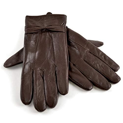 Image of Ladies Genuine Leather Gloves Fleece Lined Warm Winter thermal Driving S/M M/L (Brown, M/L)