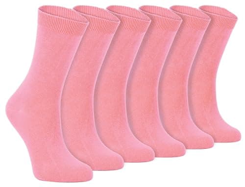 Image of Sock Snob - 6 Pairs of Ladies Thin Plain Coloured Cotton Rich Ankle Socks 4-7 uk (4-7 uk, PL30 Purple) (4-7 uk, PL30 Rose)
