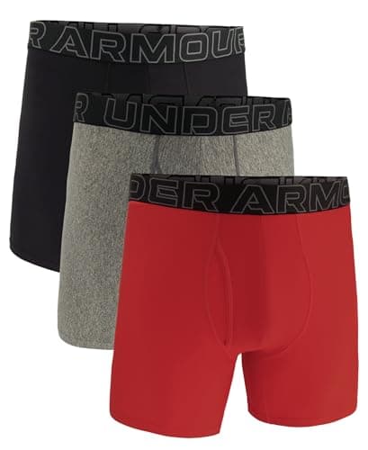 Image of Under Armour Men's Performance Tech Boxerjock Slip, 15,2 Cm Innennaht, Ganztägiger Komfort und Weich Boxer Briefs, Red Heather Solid 3 Pack, XXL (Pack of 3)