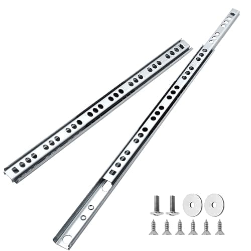 Image of Cjueiom 10 Pack 11 Inch / 278mm Drawer Slides Runners, Silver Ball Bearing Drawer Slides Rail Metal Two Way Slide Track Rail, 17mm Wide Keyboard Tray Runners for Grooved Drawers Cabinet Cupboard