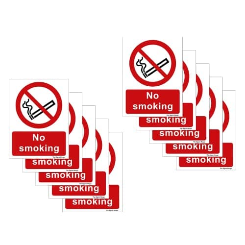 Image of Vokowin Pack Of 10 No Smoking Sign Self Adhesive Safety Stickers Self Adhesive Signs 135mm X 180mm - No Smoking to Warn/Notify Visitors or Clients (K130-10)