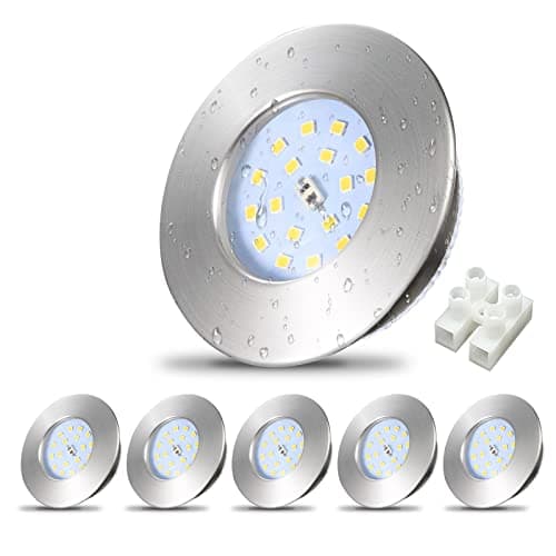 Image of Allesgute 6X 5W Recessed Ceiling Lights IP44 Waterproof Bathroom Downlights 240V Ultra Slim Brushed Chrome LED Spot Light Cool White 6000K