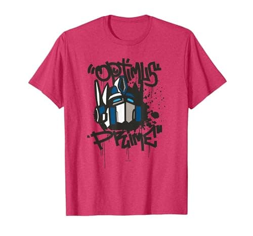 Image of Transformers Classic Optimus Prime Graffiti Face Portrait T-Shirt, Men, Red Heather, Large