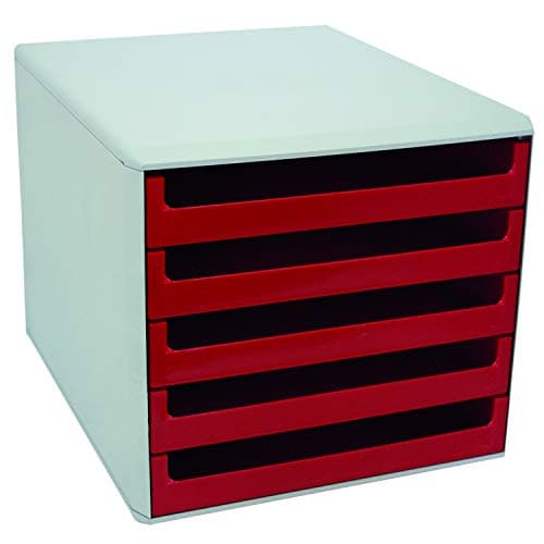 Image of Metzger & Mendle 5 Drawer Unit A4-C4 Light grey/red