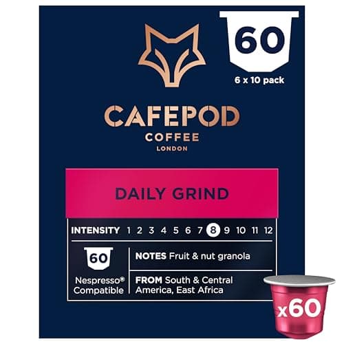 Image of CafePod Lungo Coffee Pods - Compatible with Nespresso Coffee Machine, Intensity 8 with Notes of Toasted Nuts and Subtle Fruity Sweetness - Rainforest Alliance Sourced - Daily Grind 60 Capsules