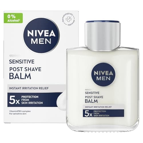 Image of NIVEA MEN Sensitive Post Shave Balm (100ml), Formulated for Sensitive Skin, Alleviates Irritation, Redness and Razor Burn, Men's Skin Care and Shaving Essentials