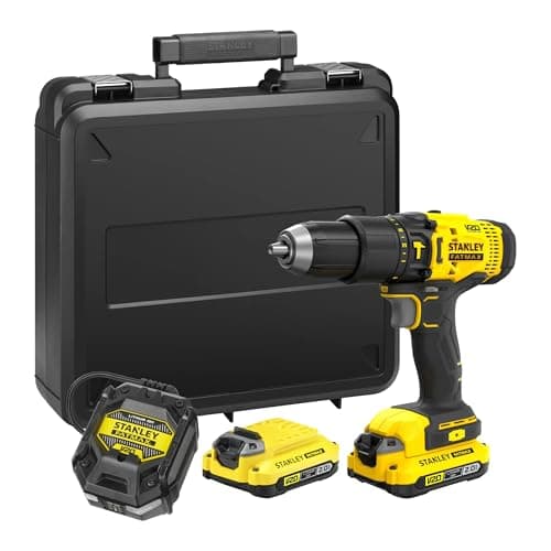 Image of STANLEY FATMAX V20 Cordless 3 Gear Hammer Drill Driver, Includes 2X 2.0Ah Li-Ion Batteries and 1.25A Charger, 18V, SFMCD711D21-GB
