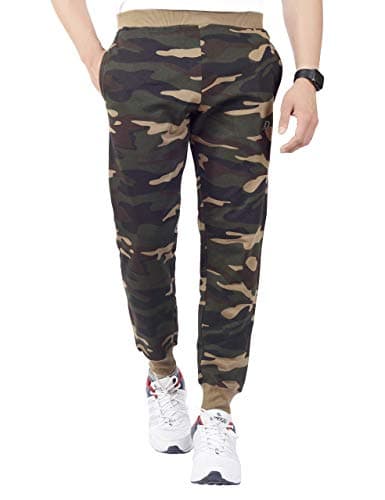 Image of DECISIVE® Fitness Joggers Slim Fit Track Pant with 2 Pocket Track Pant for Men- Camo-Grey, Camo-Olive, L