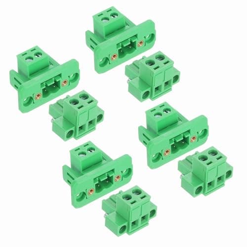 Image of sourcing map 4Set 2-Pin 5.08mm Pitch Pluggable Screw Terminal Block Connectors, PA66 300V 10A Through-Wall PCB Terminal with Panel Solderless Wiring Connectors 26-10AWG for Electronic