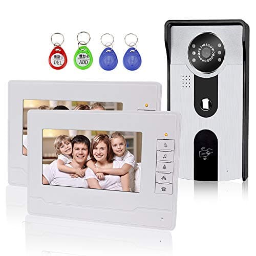 Image of KDL 7” Video Doorbell Door Phone Intercom System RFID Access Control with Two-Way Audio/IR Night Vision/Multi Ring/Color HD Camera Monitor for Home Security (2 Monitors)