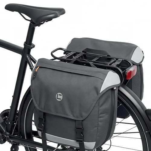 Image of Gaethra Bike Panniers, 35L Waterproof Expandable Bicycle Saddle Bags with Reflective Strips, Double Storage Cargo Bag for Cycling Travelling Commuting