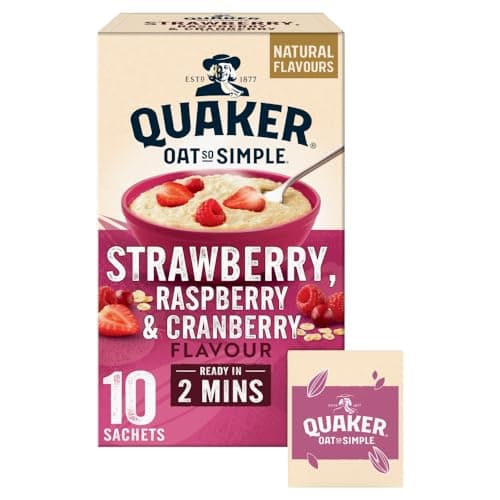 Image of Quaker Oat So Simple Strawberry and Raspberry Porridge, 10 x sachets