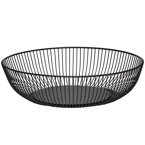 Image of NUTRIUPS Black Wire Fruit Basket, 28 x 7.5cm Fruit Bowls for The Kitchen, Modern Metal Fruit Bowl