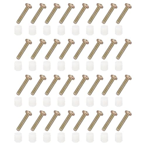 Image of sourcing map 50Pcs Plastic Hinge Dowel Inserts, M4 x 10mm Furniture Pre-Inserted Nuts with Threaded with Metric Machine Screws for Kitchen Cabinet Door Hinges, White