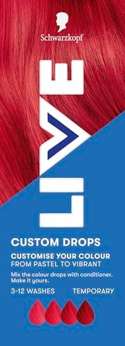Image of Schwarzkopf LIVE Colour Custom Drops Fiery Red, Temporary Hair Dye Drops for Customised Colour Intensity, Red Hair Dye