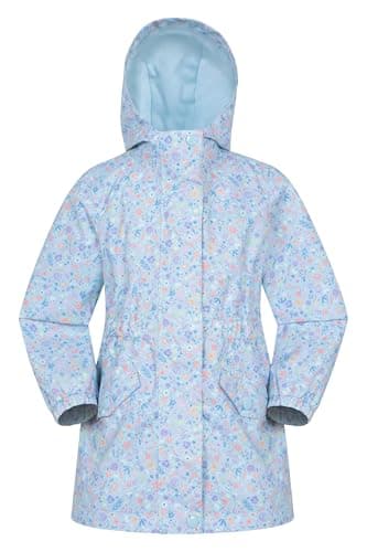 Image of Mountain Warehouse Dale Kids Lightweight Waterproof Jacket - Fleece Lined Girls & Boys Rain Coat, Breathable, Adjustable Cuffs - For Spring Summer & Outdoors Corn Blue Kids Size 9-10 Years