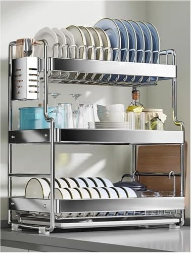 Image of EKsma Kitchen Shelf Organizer,Stainless Steel Dish Rack,Simple Human Dish Drying Rack,Dish Drainers for Kitchen Sink(41x25x45cm)