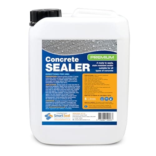 Image of Smartseal Premium Concrete Sealer - Easy to Apply Indoor and Outdoor - High Protection Sealant, Oil and Water Repellent, Food Safe - Suitable for All Concrete Surfaces - 5 Litre