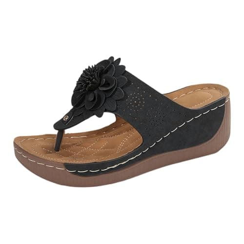 Image of Generisch 2026 Women's Summer Shoes Wedge Sandals Open Toe Comfortable Beach Shoes, black, 10 UK