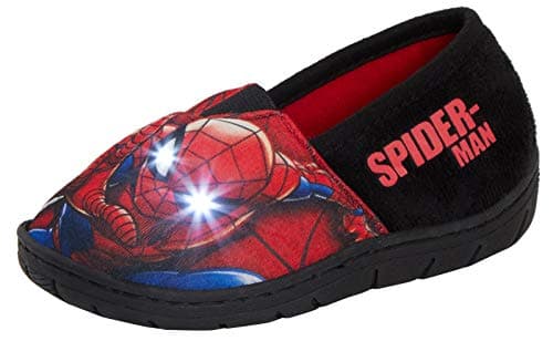 Image of Marvel Boys Spiderman Light Up Flashing Slippers Kids Slip On Mules Childrens House Shoes 7 UK Child Red