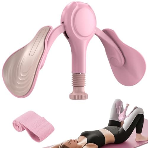 Image of Pelvic Floor Muscle Trainer for Women Men, 7-32kg Inner Thigh Exerciser Kegel Pelvic Floor Trainer, Thigh Trainer Leg Exerciser for Postnatal Recovery, Pelvic Floor Exercise Devices with Band (Pink)