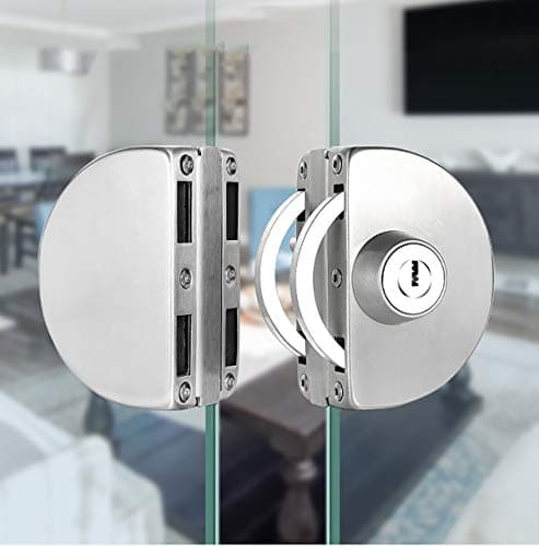 Image of Qrity No Drilling Stainless Steel Glass Cabinet Lock with Key Double Glass Door Lock Sliding Door Lock Glass Door Cabinet Lock with 3 Copper Keys for 10~12mm Thickness Tempered Glass Door