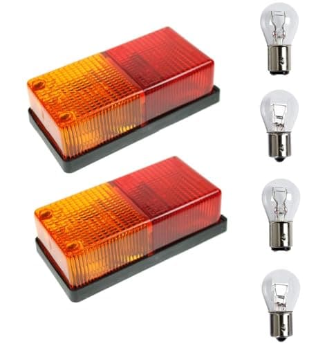 Image of ASCIndustries 2x Oblong Rear Tail Lights - 4 Function - Complete with Bulbs - For Trailer, Trailer Light Board, Caravan, Horse Box Etc