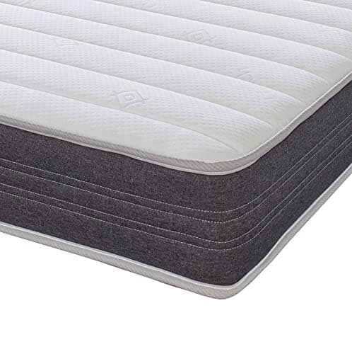 Image of eXtreme comfort ltd Grey Sirocco Hybrid King Size Mattress (150 x 200cm), 18cm Deep with Memory Foam & Open Coil Spring. Soft Comfort Feel. UK Made, Rolled & Boxed