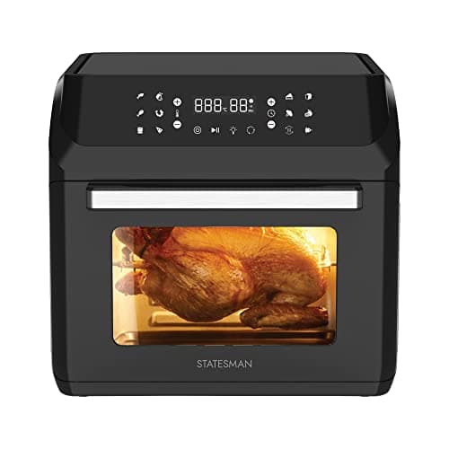Image of Statesman SKAO15017BK Digital Air Fryer Oven with Rotisserie 15 Litre, 1700W, 60 Minute Timer, 360 Hot Air Circulation, 13 Cooking Programs, Basket & Skewer Set Included