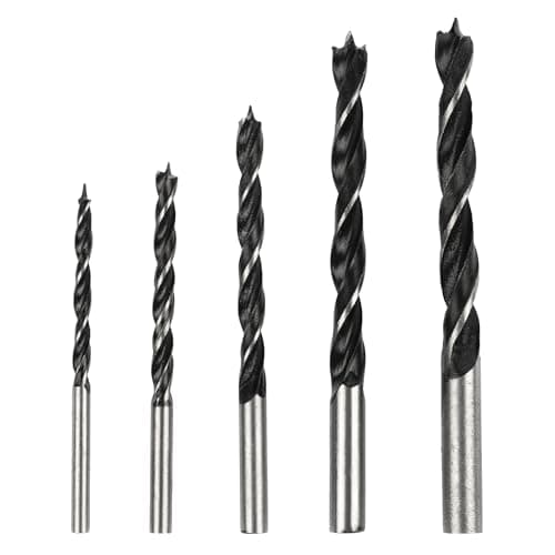 Image of 5PC Brad Point Wood Drill Bit Set – 4mm, 5mm, 6mm, 8mm & 10mm – Carbon Steel Drill Bits for DIY, Furniture Repairs & Woodworking (5pc Drill Set)