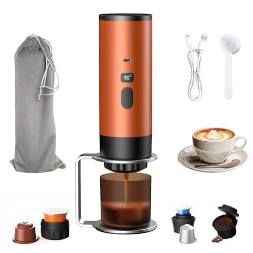Image of Portable Coffee Maker, Portable Espresso Maker for Travel, 18Bar Self Heating Espresso Coffee Machine USB Rechargeable, Compatible With NS Capsules & Ground Coffee for Car, Camping, Hiking, Office