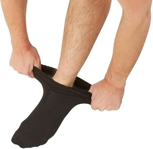 Image of GM Apparel 6 Pair Mens Black Diabetic Socks – Extra Wide Big Foot Comfort – Perfect for Everyday Use | UK 11-14 (Black)