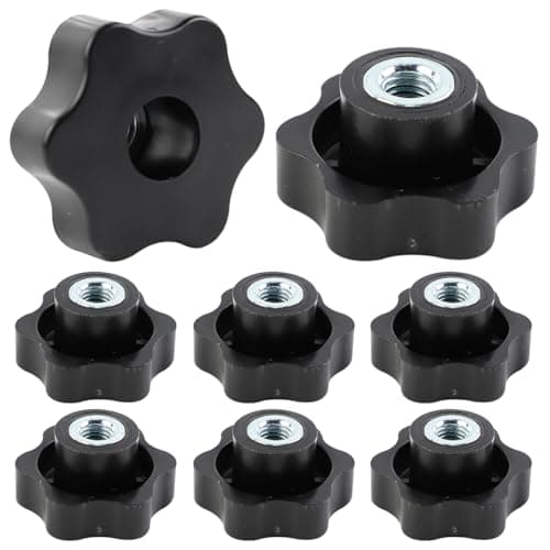 Image of FYting M10 Star Knobs,8 PCS Female Knob Screws M10 Clamping Screw knob Threaded Female Star Black Plastic Clamp Nut Clamping for Machinery Equipment Industrial Equipment - 50mm