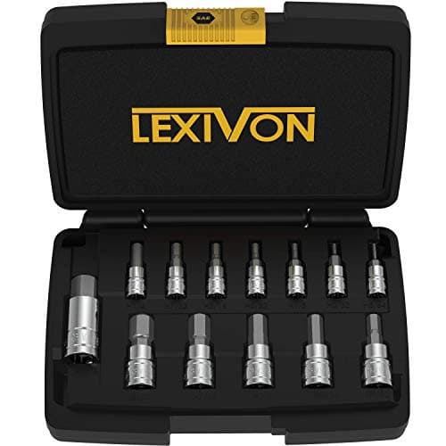 Image of LEXIVON HEX Bit Socket Set, 13 Male Hexagon sockets | SAE Imperial Sizes from 5/64” to 9/16” | Allen Key Socket Set, for Torque Wrench, Ratchet Wrench, Impact Power Drills (LX-142)