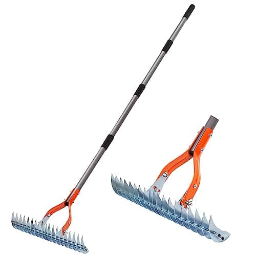 Image of Walensee Thatch Rake for Lawn Dethatching, Adjustable Handle Garden Lawn Rake, Heavy Duty Metal Grass Scarifier Rake for Removing Moss, Thatch & Weeds, Garden Lawn Care Tool