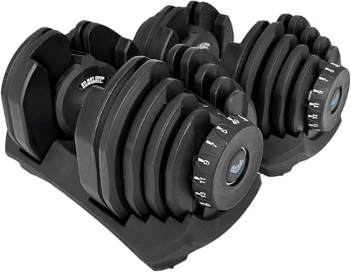 Image of BRAINGAIN 17-in-1 Adjustable Dumbbells 40kg Pair, Quick Change Weights, Space Saving Home Gym Set, Secure Locking System, Non Slip Grip, Includes Storage Dock