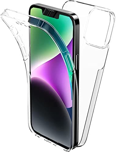 Image of iPhone 14 Case, Ultra Thin 360 [Full Protection] [no dots] [Slim TPU] [Front and Back] [Transparent] [Hard PC Back and Soft TPU Front Case] For Apple iPhone 14 (CLEAR)